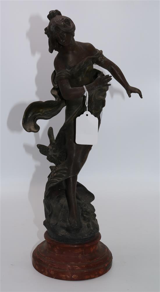 Spelter model of a lady